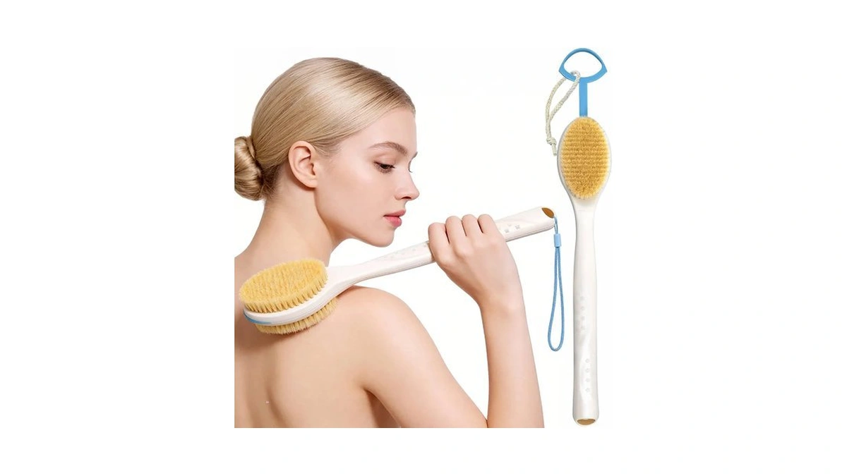 Bubbledance Extendable Back Scrubber 17.5"-31.9", Stiff & Soft Bristles