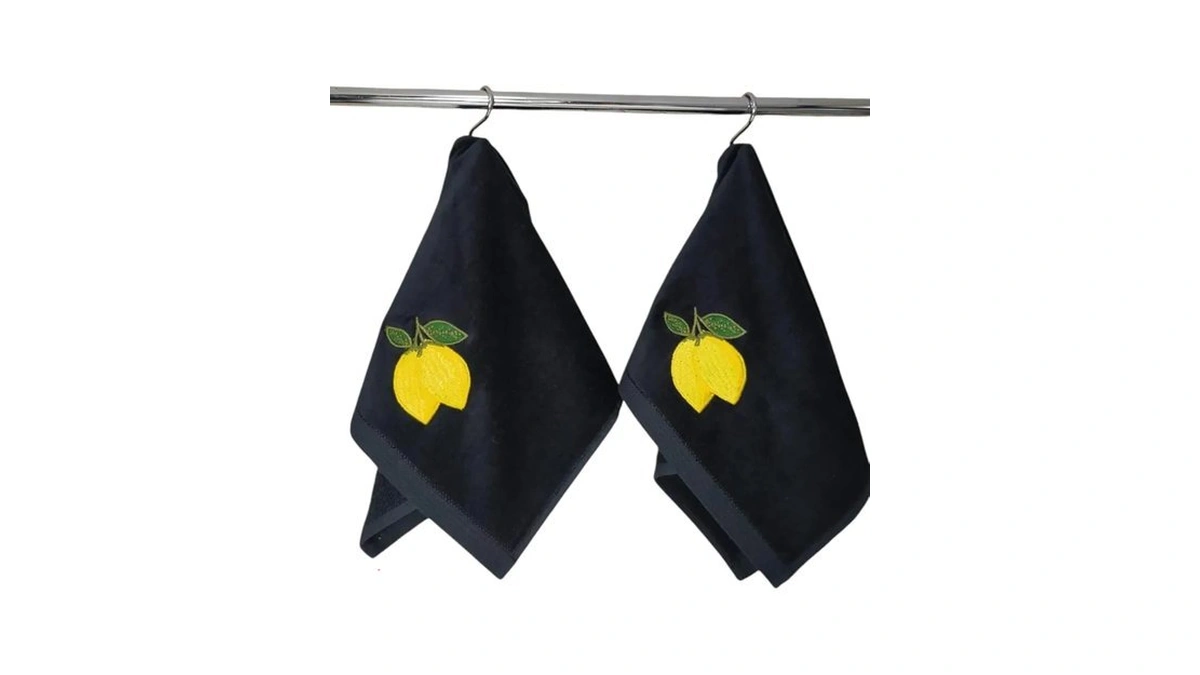 2 Pack Lemon Hand Towels, 100% Soft Cotton, Basket Stuffers,