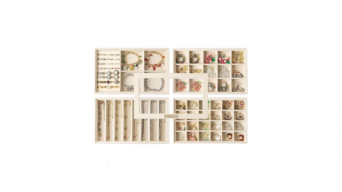 Frebeauty Stackable Jewelry Trays,set Of 4 Jewelry Organizer For Drawer