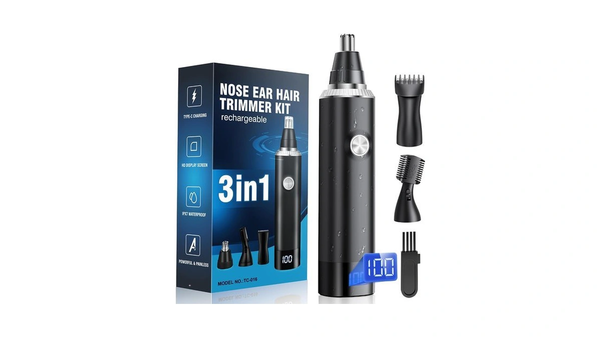 Nose Hair Trimmer For Men, 3-in-1 Professional Painless Rechargeable Eyebrow