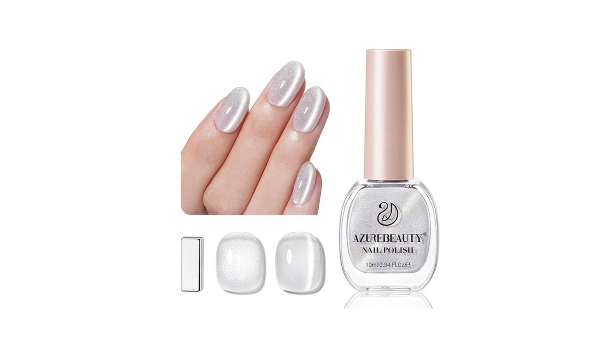Azurebeauty Cat Eye Nail Polish Fast Drying Silvery Glitter Top
