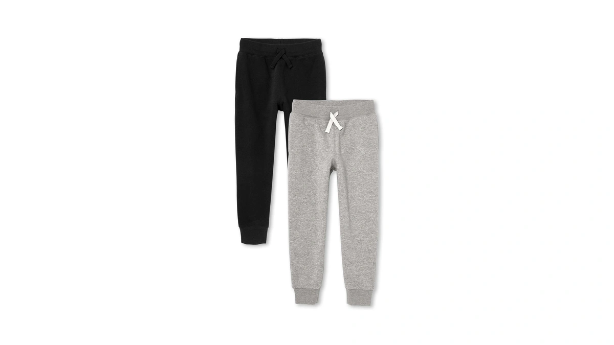 The Children's Place Boys Active Fleece Jogger Pants, Black/heather Gray