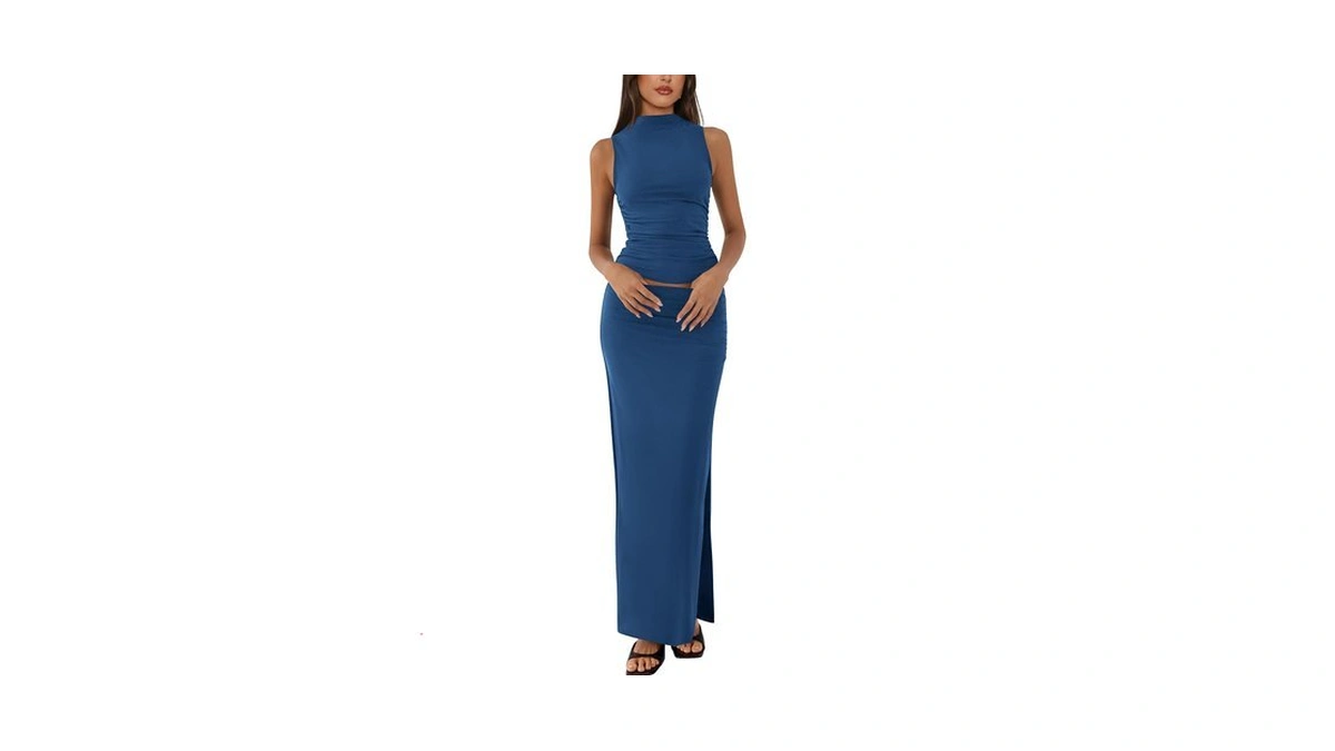 Btfbm Womens Two Piece Skirt Set Going Out Outfits,m,dark Blue
