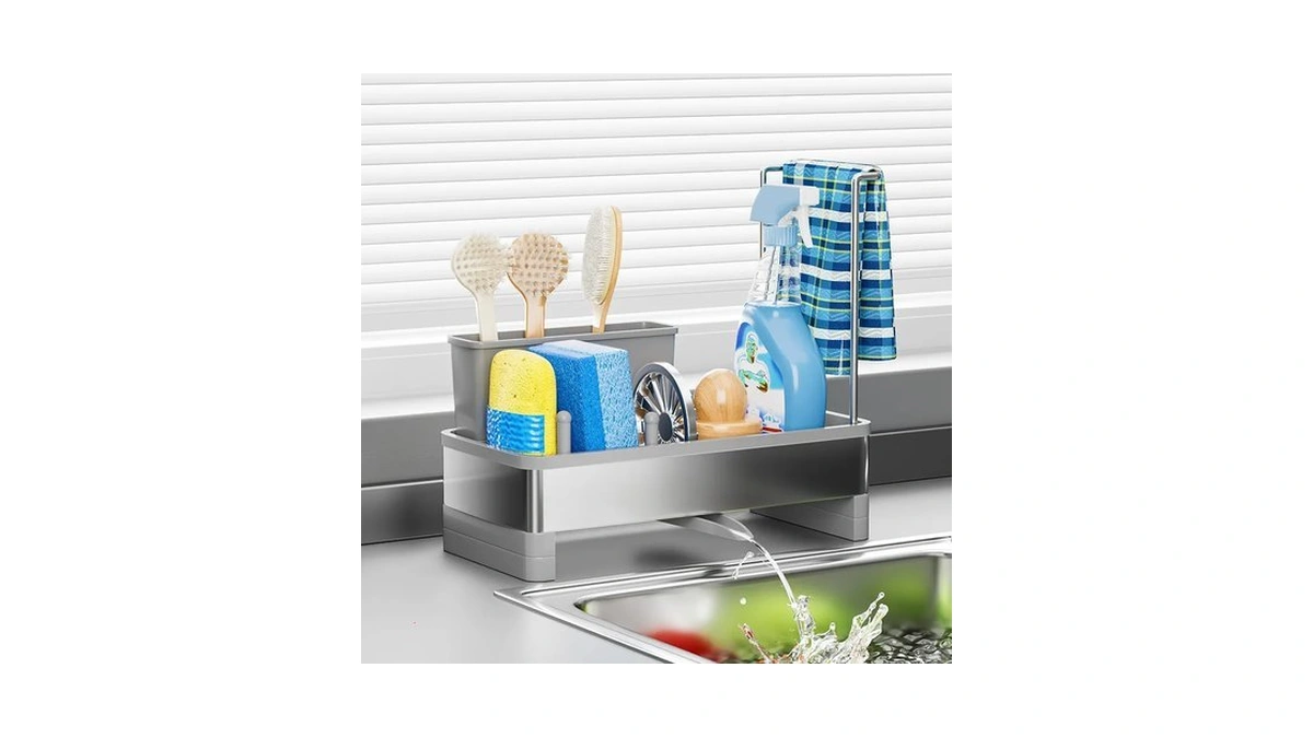 Ewaiira Stainless Steel Sink Caddy, Sponge Holder For Kitchen Sink