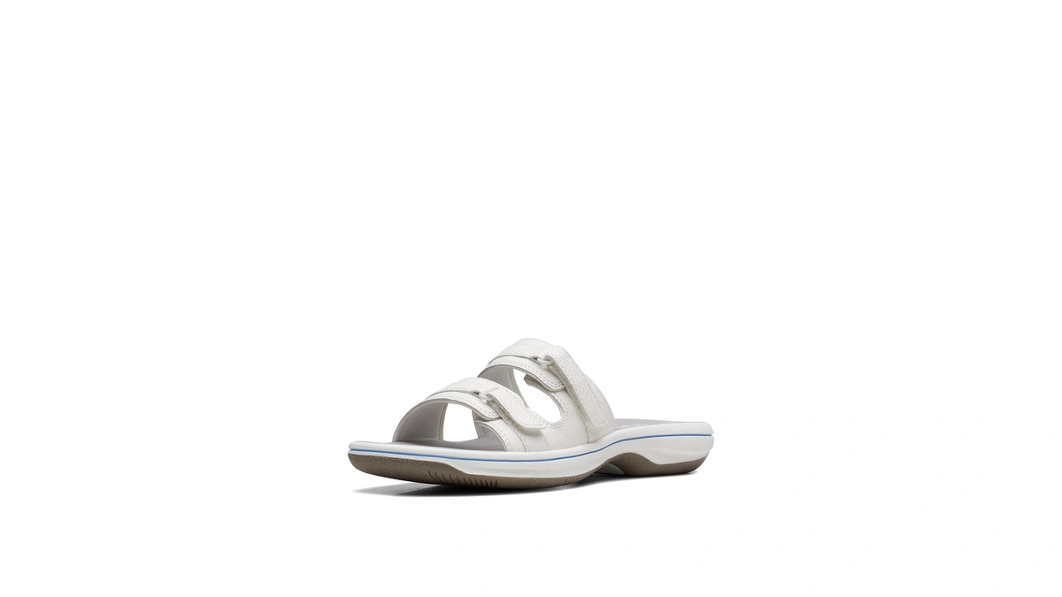 Clarks Cloudsteppers Women's Breeze Piper Slide Sandal, White Synthetic, 9