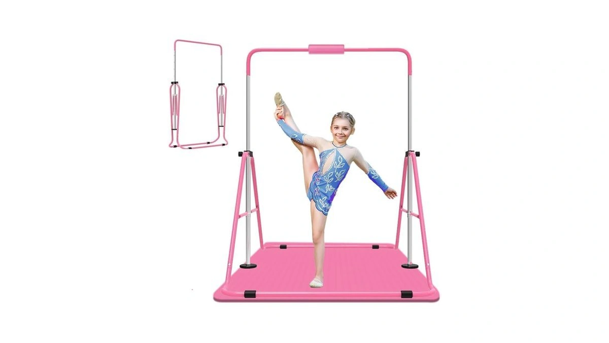 Jivifao Gymnastics Bar For Kids, Adjustable Height Gymnastic Horizontal Bars