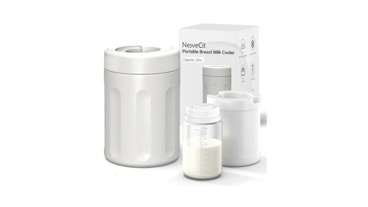 Nesvecit Portable Breast Milk Cooler, 24h Chill Medical-grade, 10oz, Beige