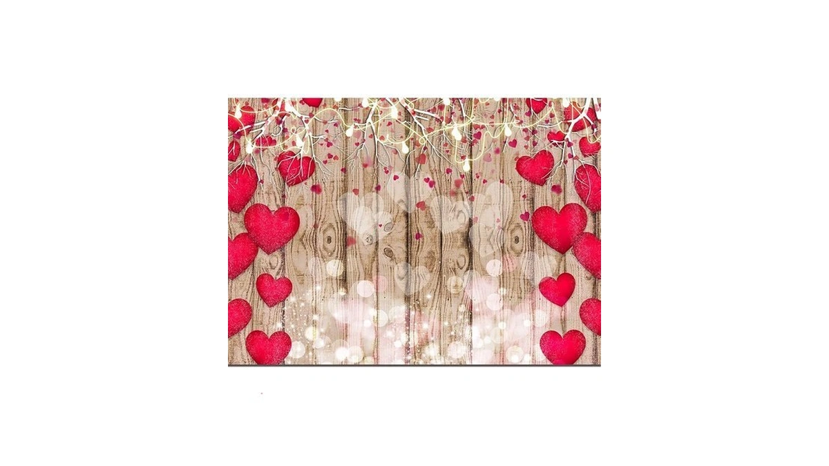 Hqm 10x8 Ft Vintage Rustic Wood Red Love Heart Valentine's