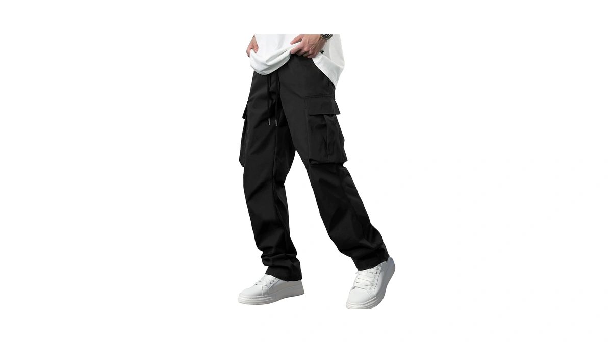 Comdecevis Men's Casual Cargo Pants Work Hiking Joggers Black Xl(38)