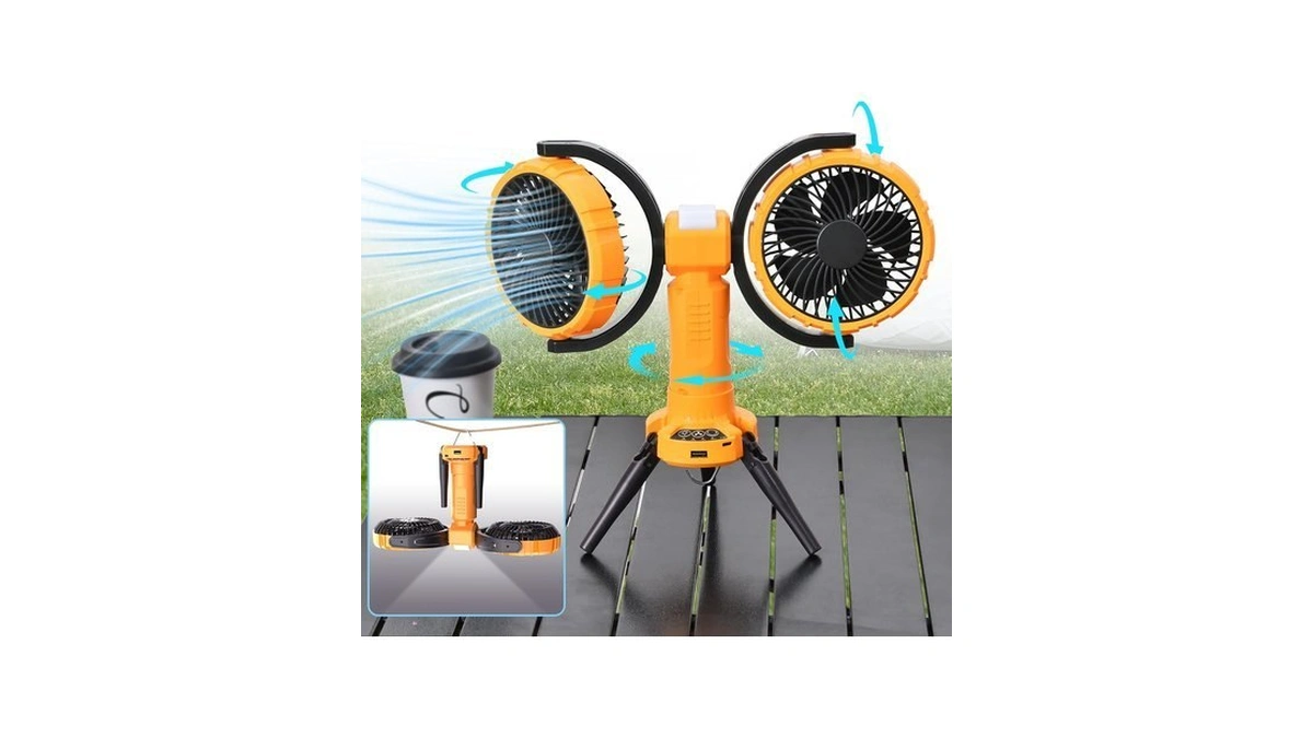 Nauttxon Oscillating Outdoor Camping Fan With Light Hanging Hook