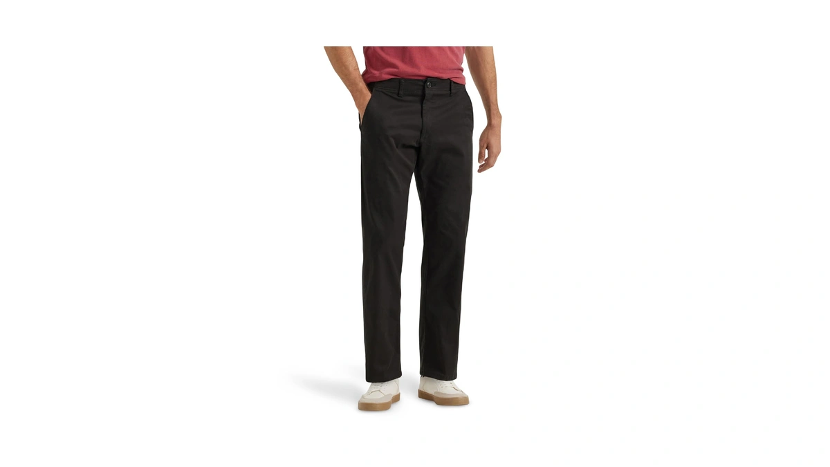 Lee Men's Extreme Motion Flat Front Regular Straight Pant Black