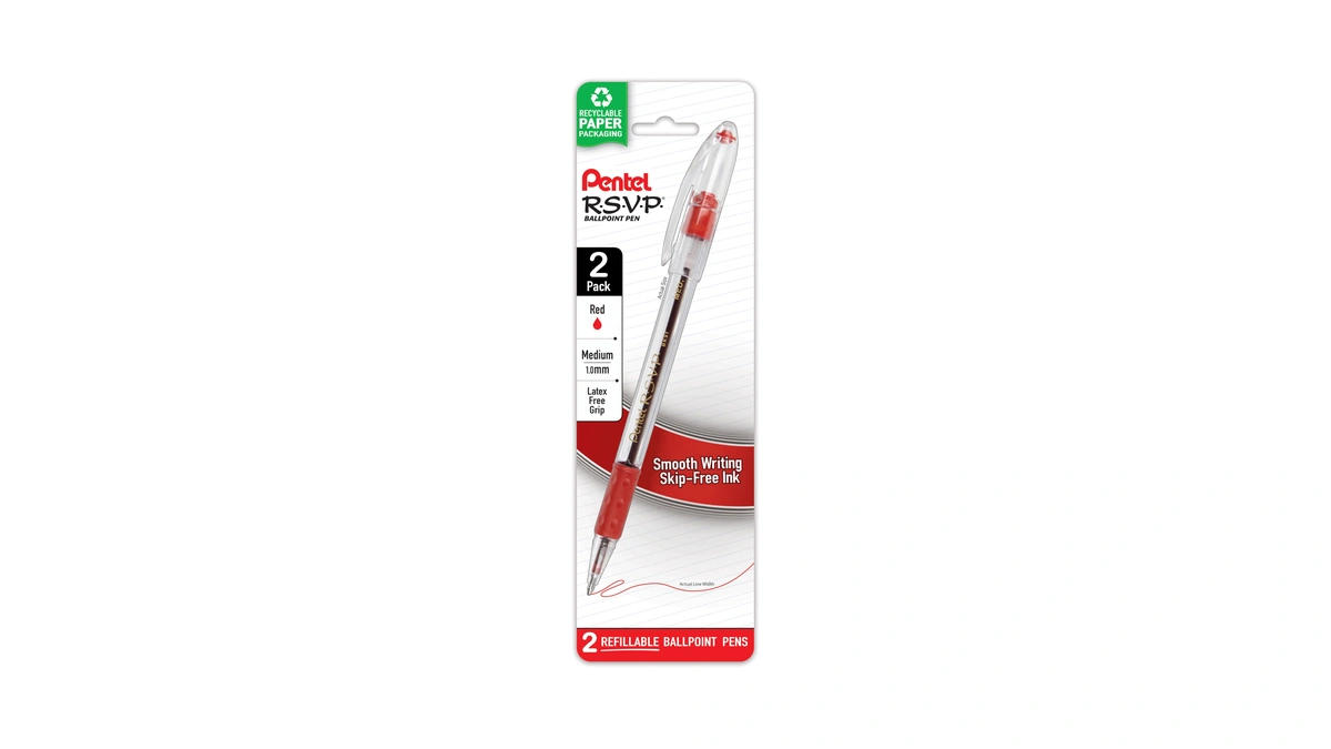 Rsvp Ballpoint Pen, (1.0mm) Medium Line, Red Ink (pack Of