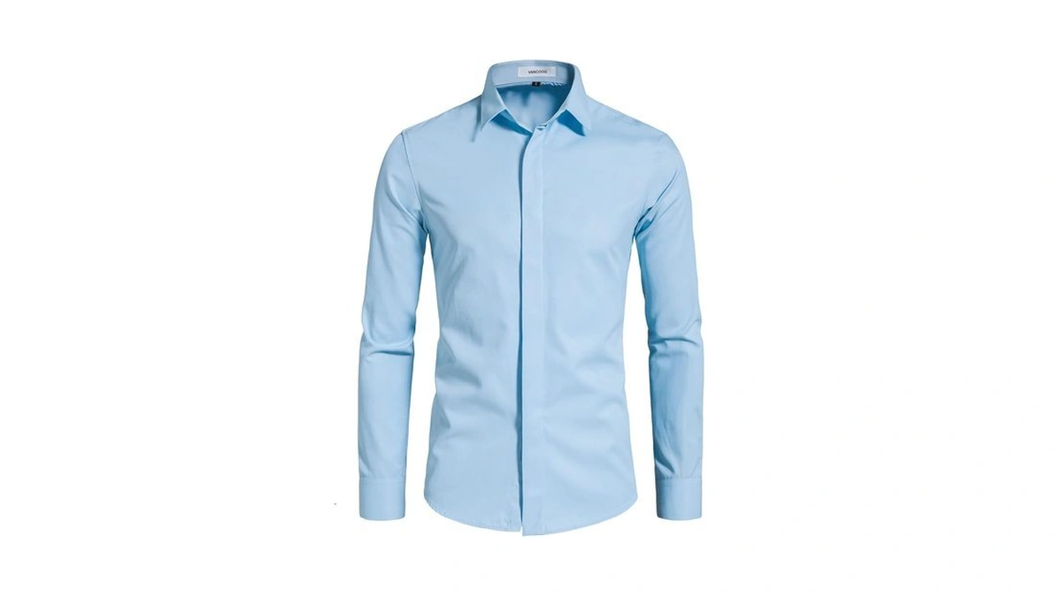 Vancoog Men's Solid Long Sleeve Western Button Down Wedding Dress