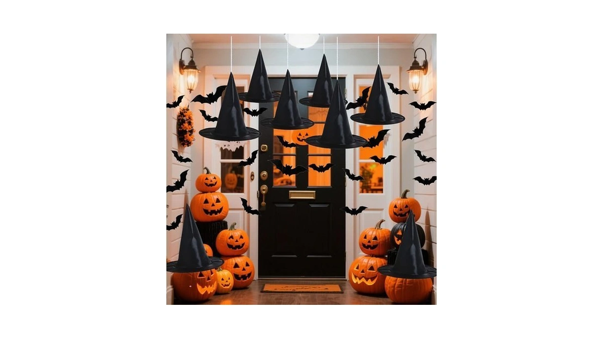 H-style Halloween Decorations Outdoor Indoor - 8pcs Witch Hats &