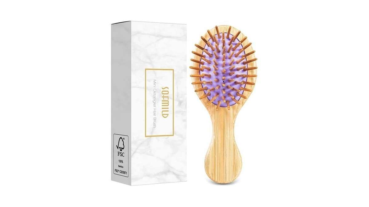 Mini Travel Hair Brush For Detangling Curly, Thick, Wet And