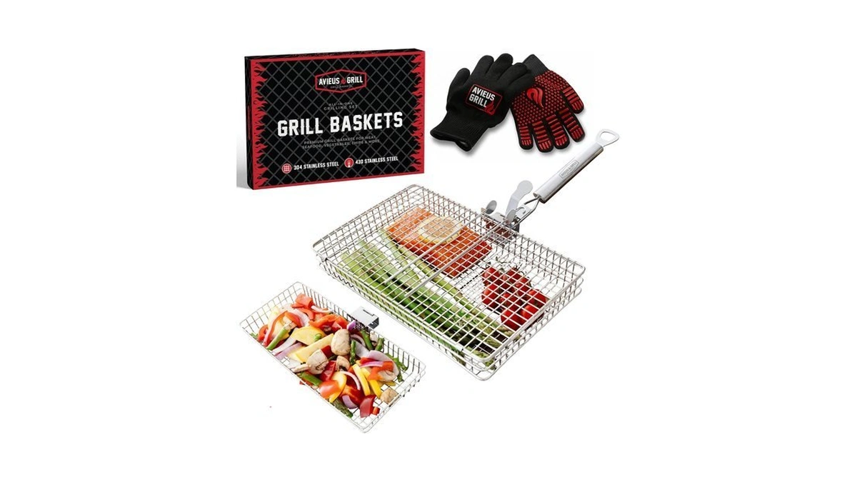Avieus Grill Grill Baskets For Outdoor Grill | 2 Grilling