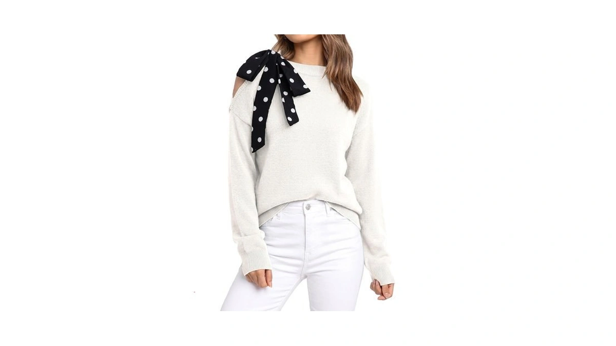 Evaless White Sweaters For Women Trendy 2026 With Polk Dots