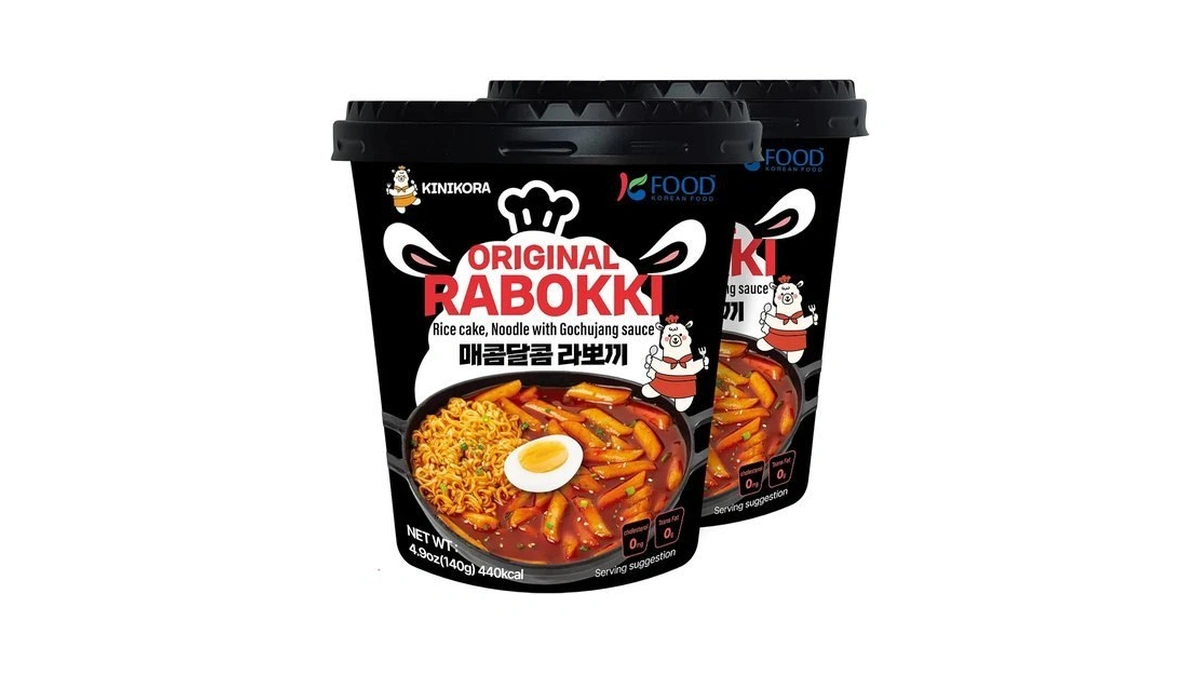 Kinikora Swicy Instant Rabokki Cup 2-pack, Korean Tteokbokki & Ramen