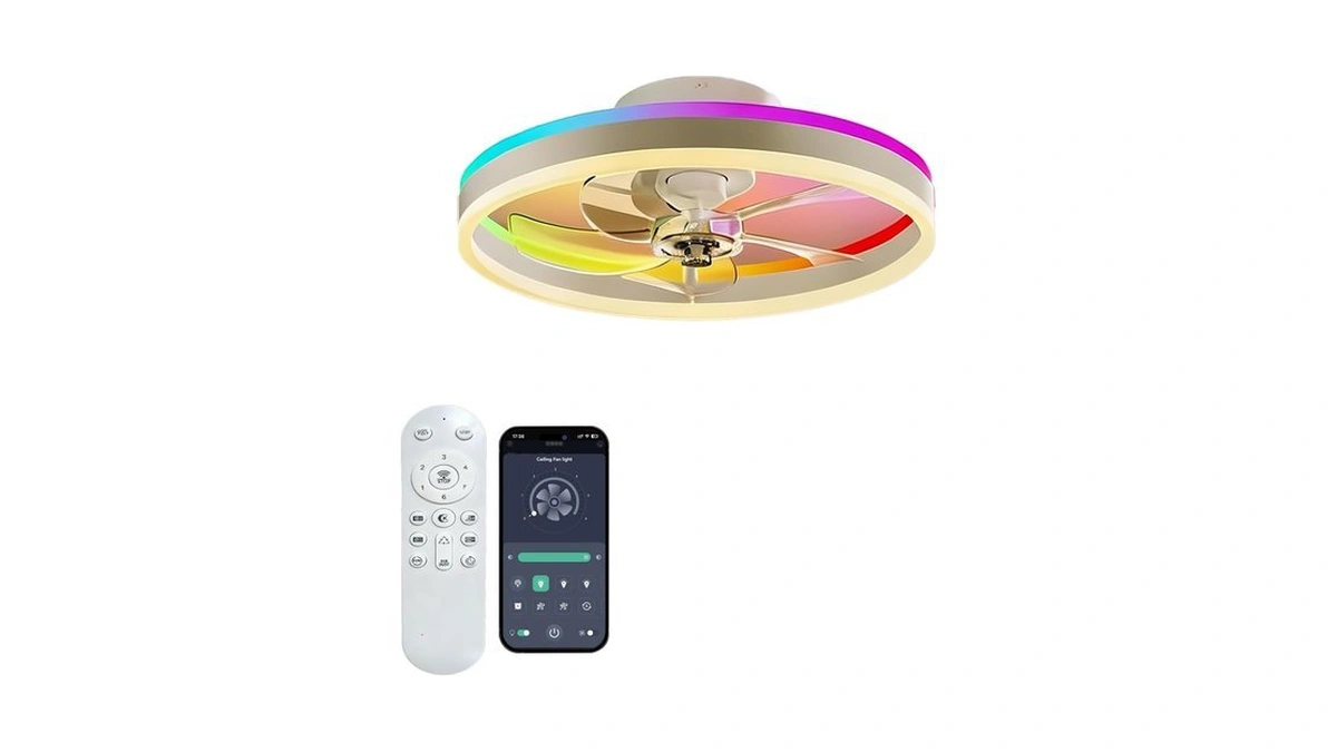 Seyxicnor Rgbcw 20" Flush Mount Low Profile Smart Ceiling Fan