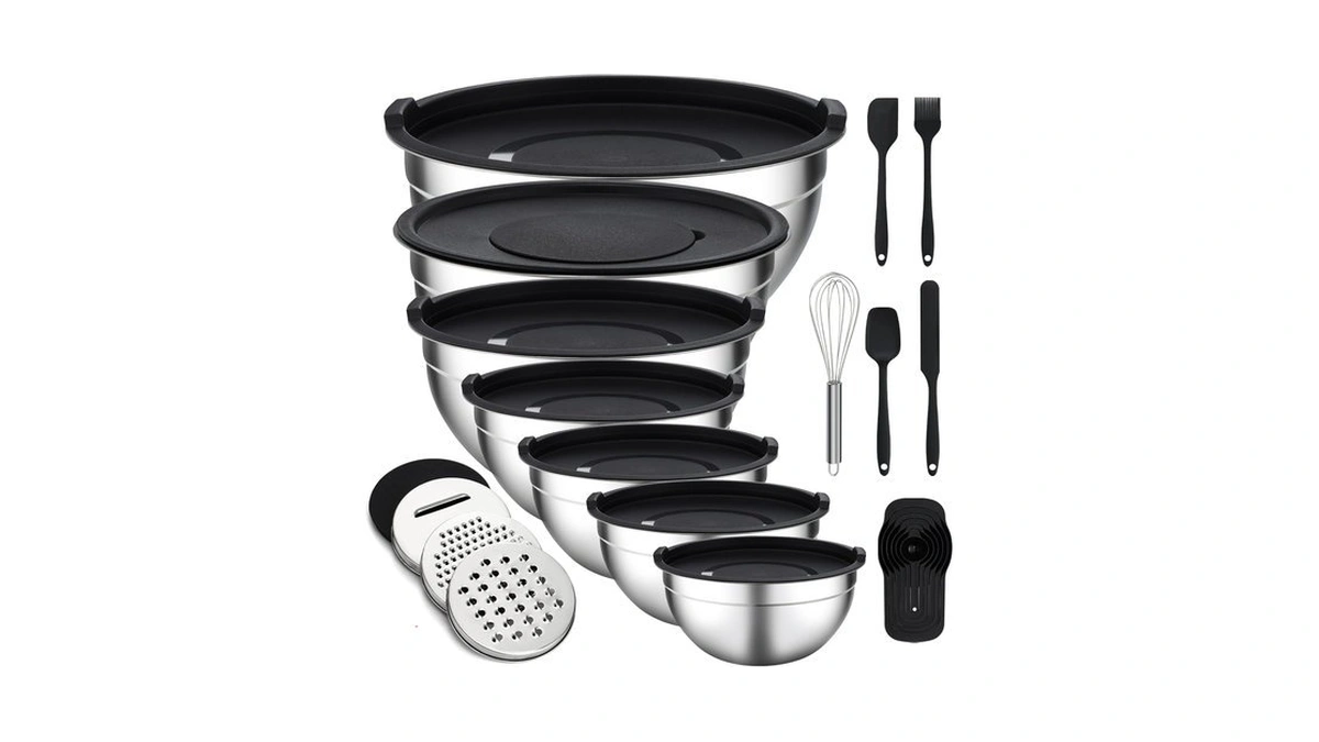 Unokit Mixing Bowls With Lids Set - 16 Pcs Stainless