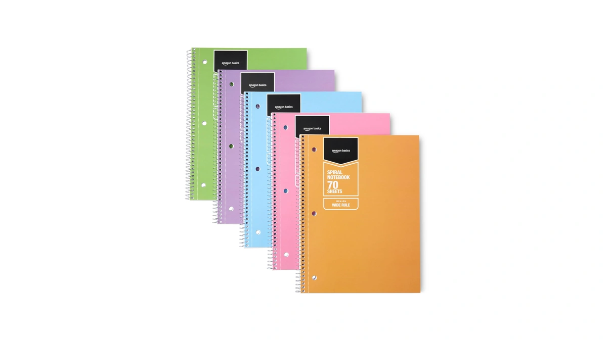 Amazon : Amazon Basics Wide Ruled Spiral Notebook