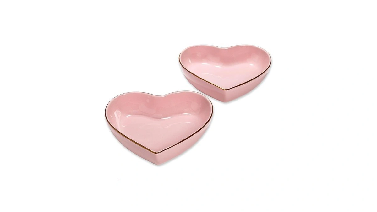 Paris Hilton 2-piece Heart Dish Set, Ceramic Stoneware Serving Bowls