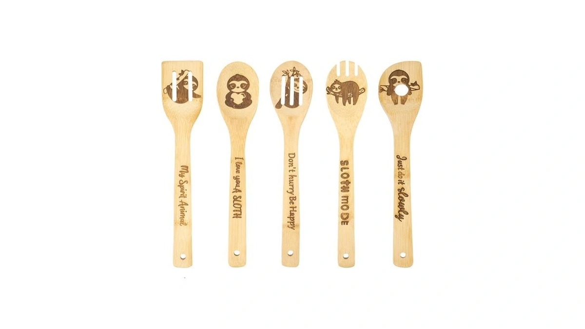5pcs Sloth Wooden Cooking Spoons Set Kitchen Cooking Gifts