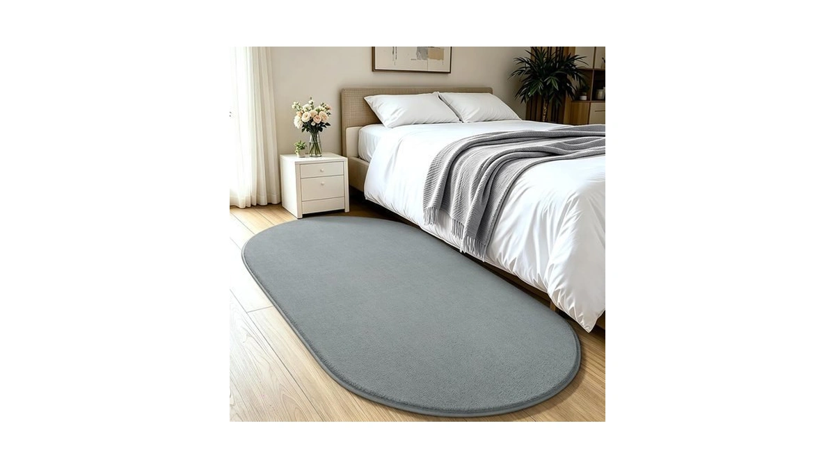 Lochas Soft Oval Bedroom Rug 2.6 X 5.3, Grey Non-slip