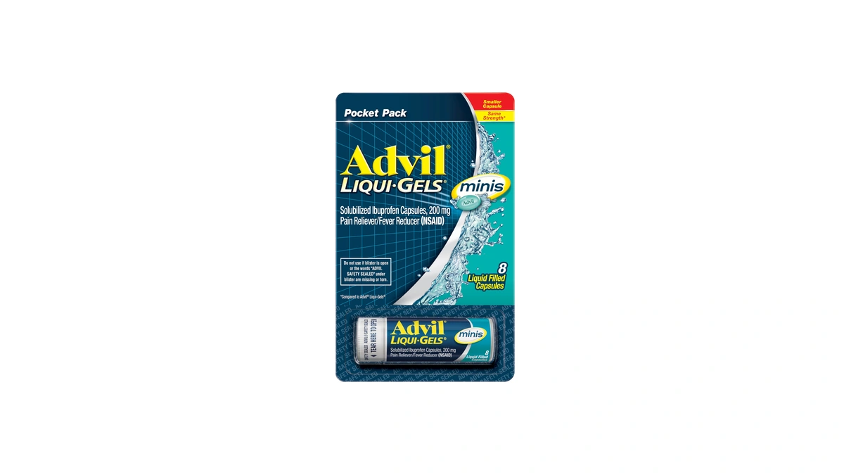 Advil Mini Liqui-gels, Ibuprofen 200mg, Pain Relief, 8 Count