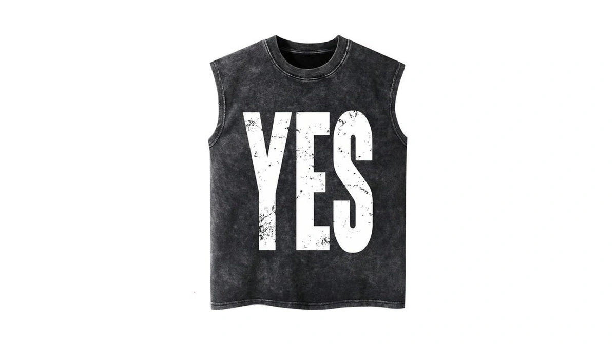 Oyoangle Men's Washed Letter Graphic Top Y2k Sleeveless Tank Tops