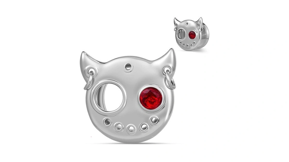 Cooear Cat Face Ear Tunnels, Stainless Steel Screw Fit Ear