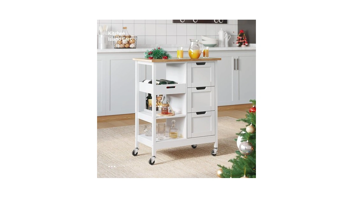 Yitahome Small Solid Wood Top Kitchen Island Cart On Wheels