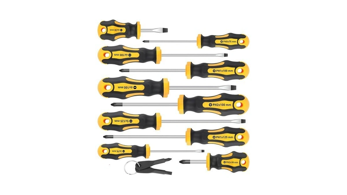 Amartisan 10-piece Magnetic Screwdrivers Set, 5 Phillips And 5 Slotted