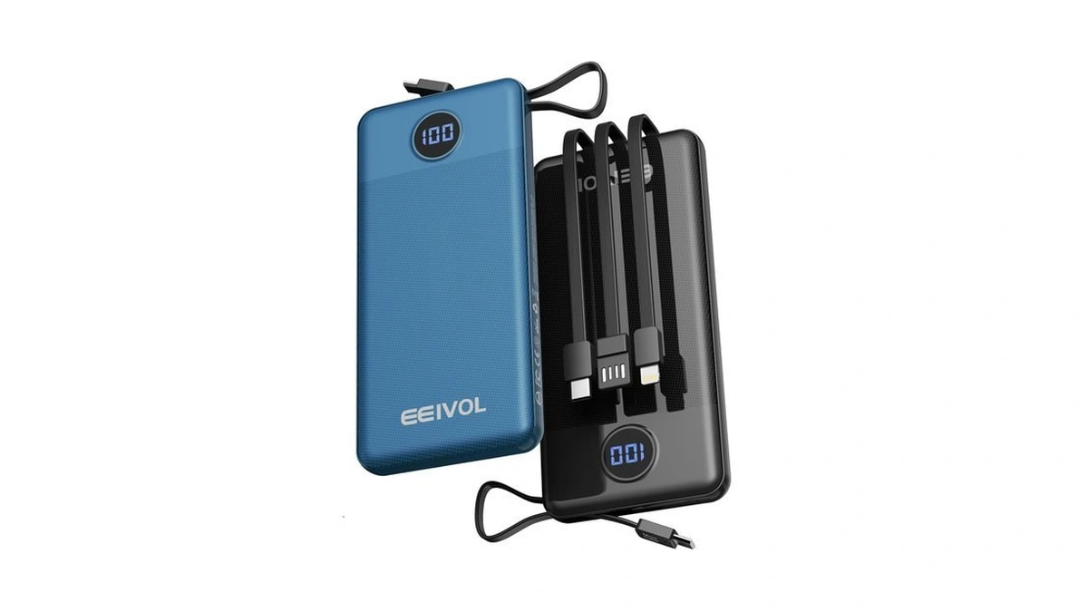 Portable Charger With Built In Cables, Slim 10000mah Power Bank,