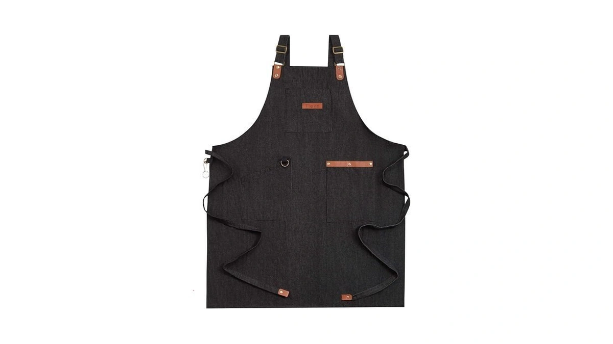 Tievo Black Denim Apron For Men & Women, Lightweight And