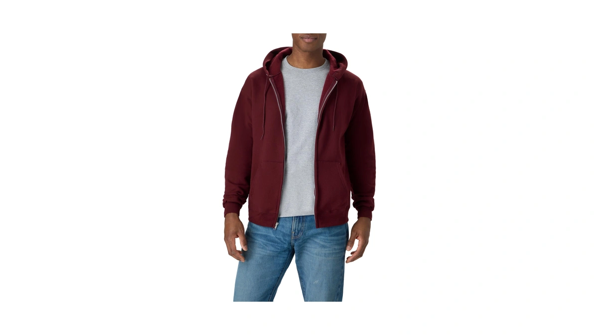 Hanes Mens Full-zip Eco-smart Hoodie Hoody, Maroon, 3x-large Us