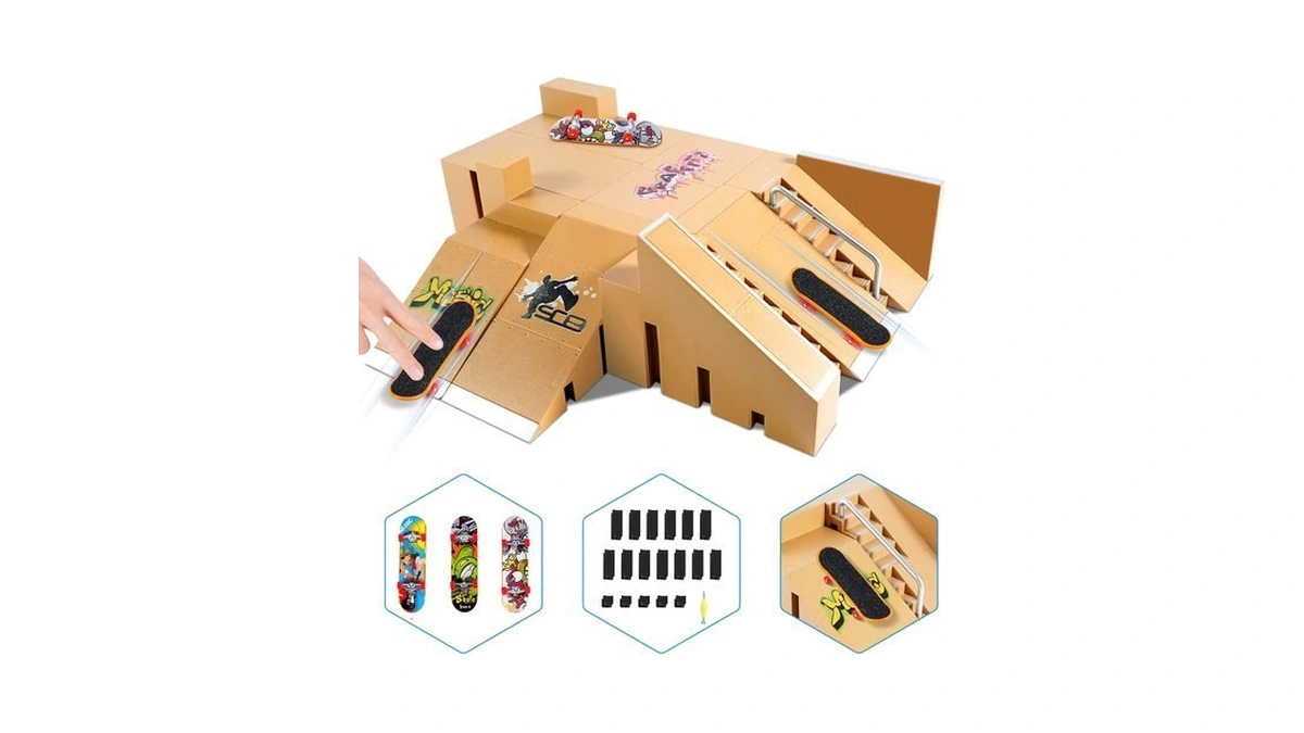 Fingerboard Skate Park Kit,skateboard Finger Toys With 3 Finger Skateboards