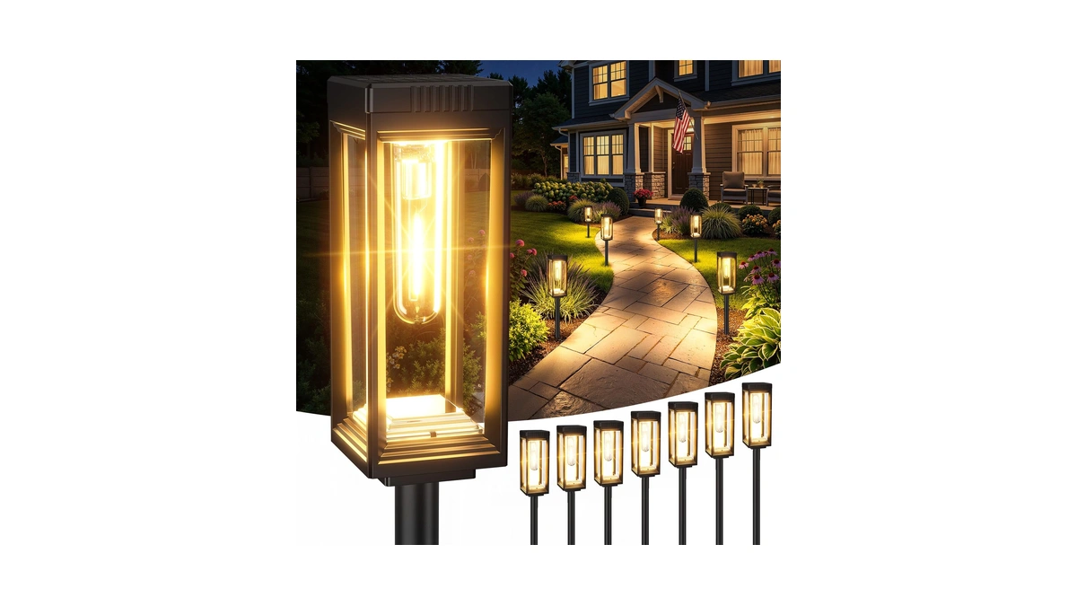 Amazon : Tall Solar Lights Outdoor, 8 Pack Bright