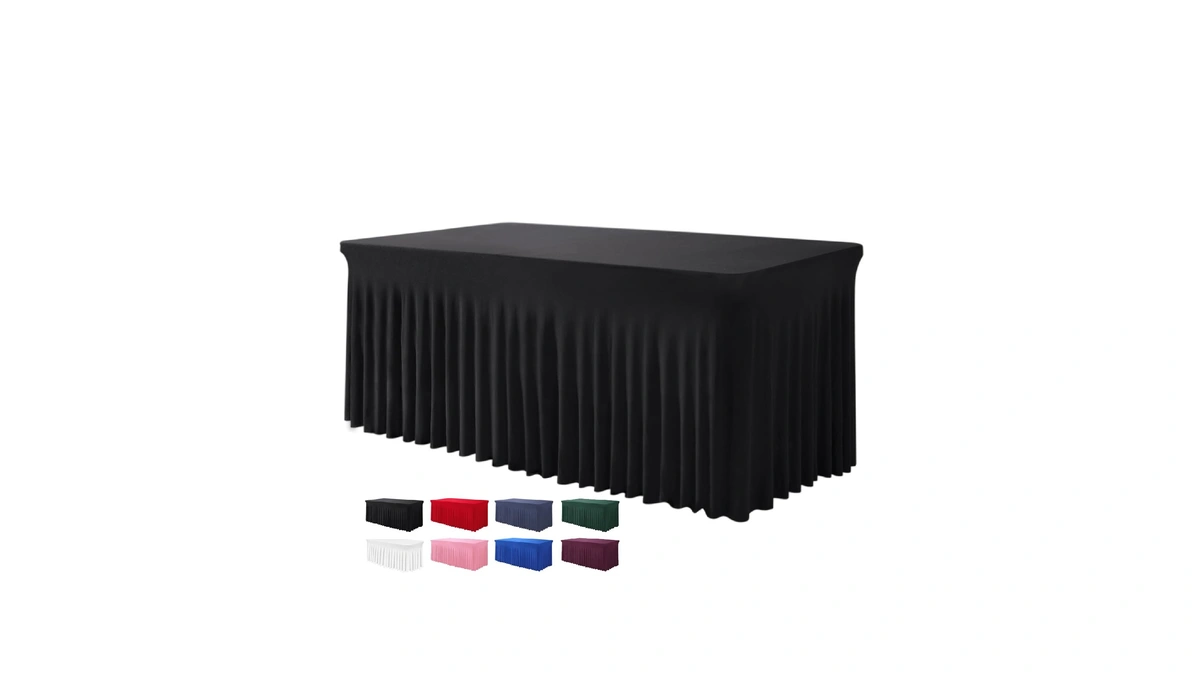 Bddc One-piece Spandex Table Cover Skirt For 6ft Rectangle Tables