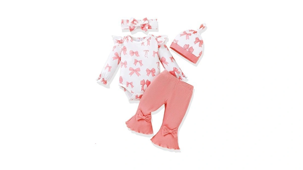 Amawmw Baby Girl Clothes Ruffle Sleeve Romper Flared Pants Infant