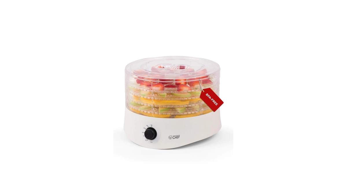 Commercial Chef Food Dehydrator, Five 9.25” Bpa-free Trays, Ccd100w6, White