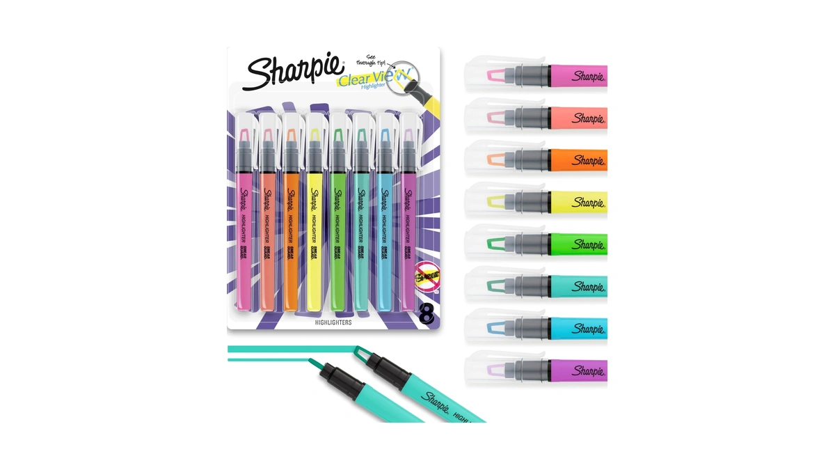 Sharpie Clear View Highlighter Sticks, Chisel Tip Highlighter Market Set,