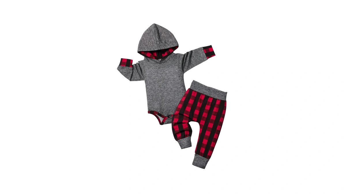 Fommy Baby Boy Clothes 0-3 Months Boy Clothes Plaid Letter