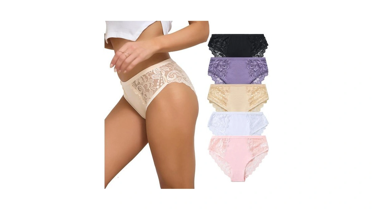 Lovirina Cotton Underwear For Women 5 Pack Lace Panties For