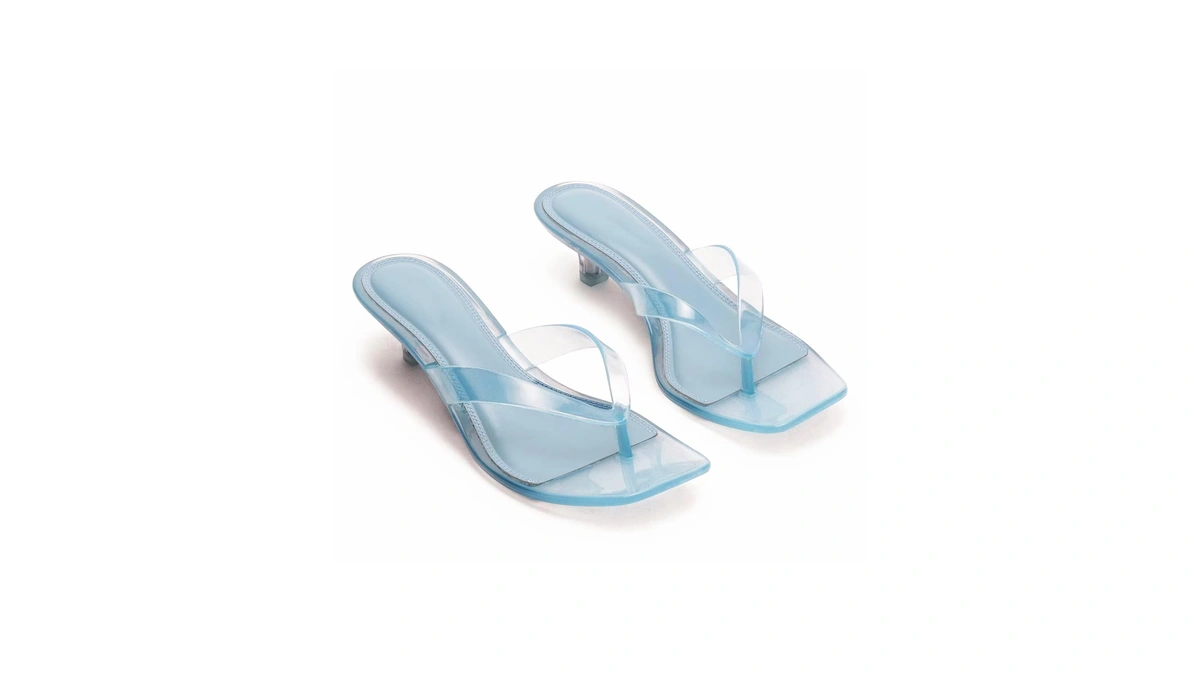 Agodor Jelly Thong Blue Heeled Sandals For Women,clear Flip Flop