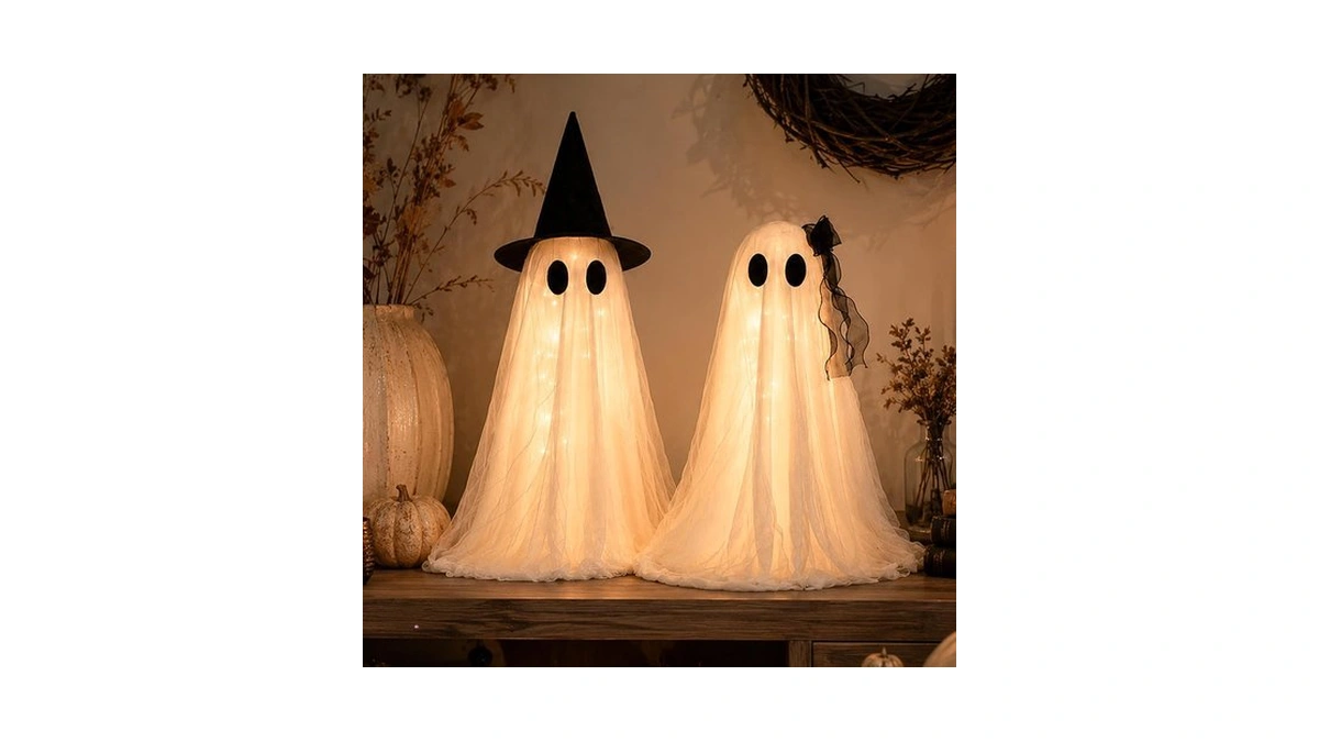 Halloween Decorations Indoor 2 Pack 2.6ft Glowing Ghosts With Timer