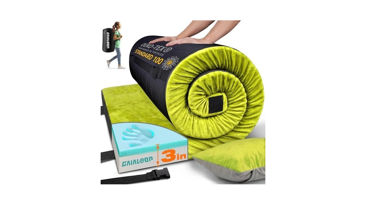 Gaialoop 3 Inch Memory Foam Camping Mattress, Dual Layer Thick