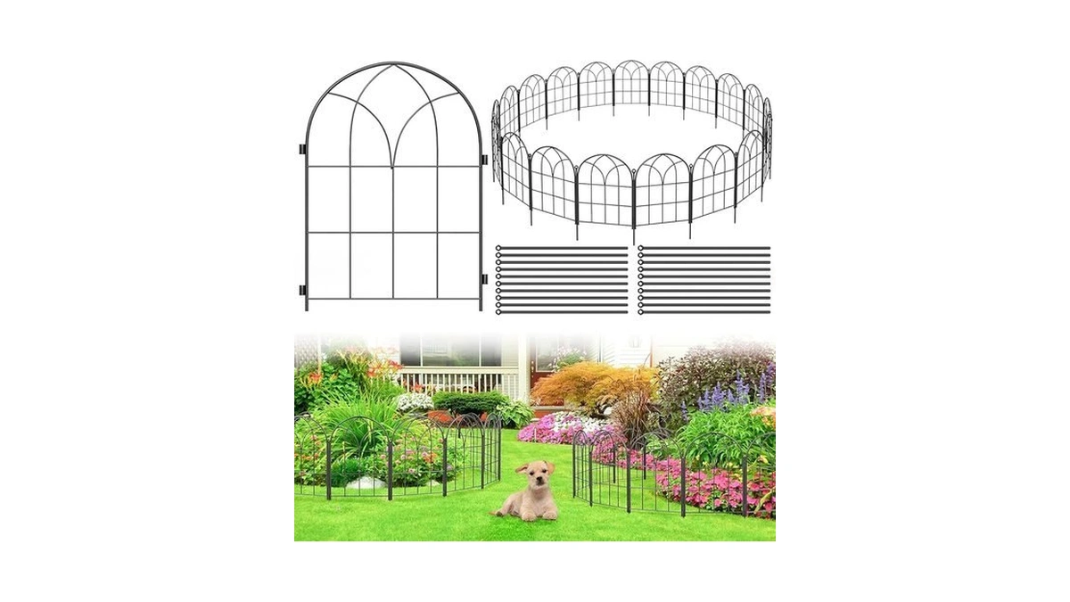 Youpehom 10 Pack Arched Garden Fence, 10.5 Ft No Dig