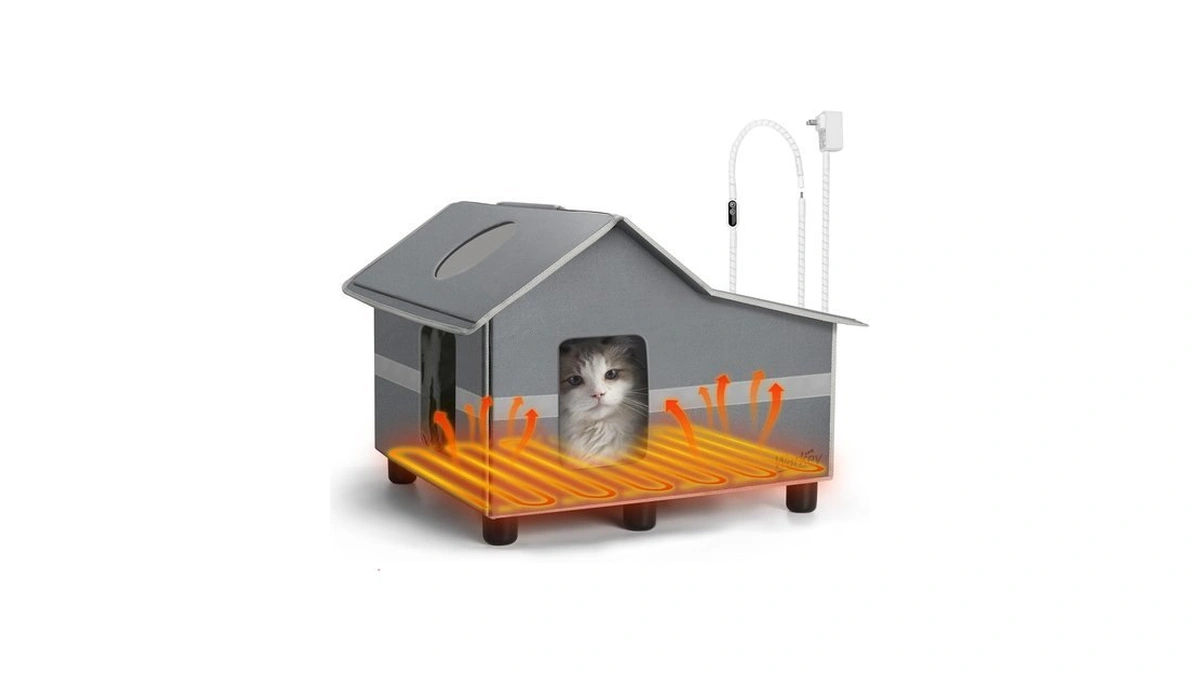 Heated Cat House For Outside Pets In Winter, Heated Outdoor