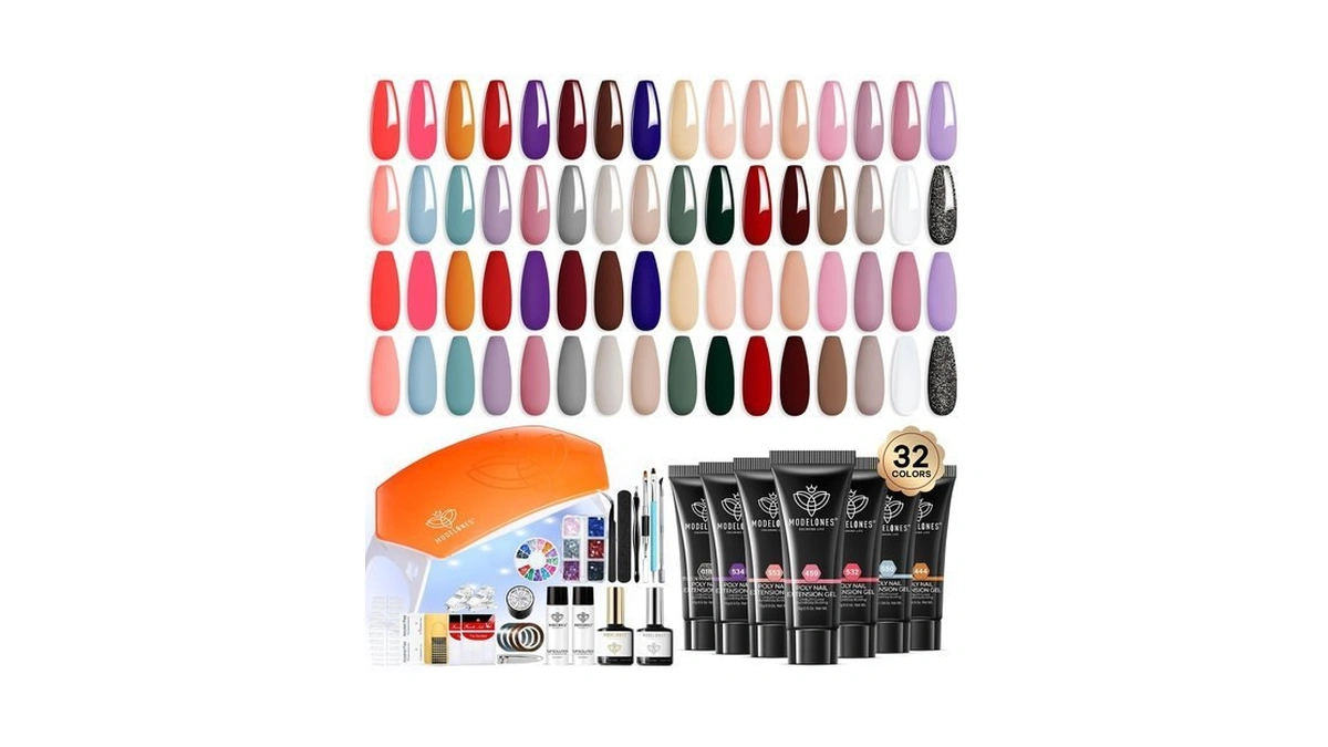 Modelones 133pcs Poly Nail Gel Kit 32 Colors With 8w